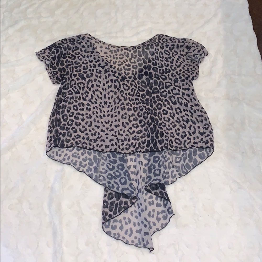 Torrid sheer leopard high low shirt sleeve shirt
